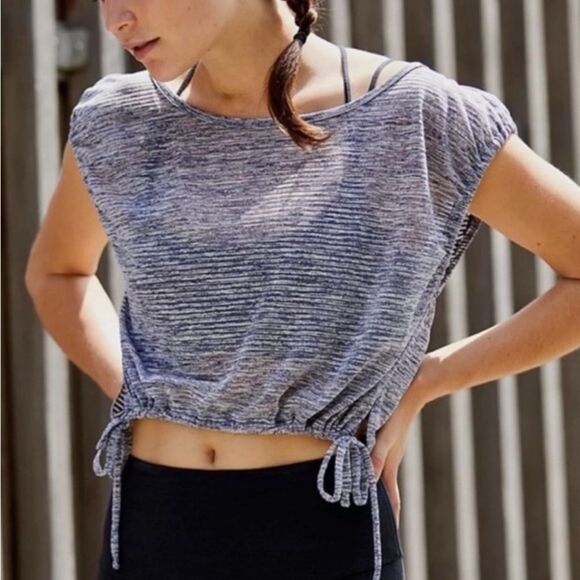 Free People Movement Tied and True Circle Blue Back Striped Tee NWOT - Picture 8 of 10